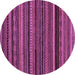 Round Machine Washable Abstract Purple Modern Area Rugs, wshabs2261pur