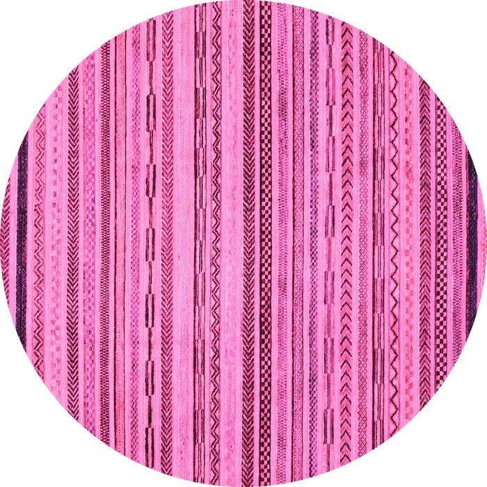 Round Machine Washable Abstract Pink Modern Rug, wshabs2262pnk