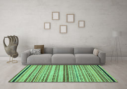Machine Washable Abstract Turquoise Modern Area Rugs in a Living Room,, wshabs2262turq
