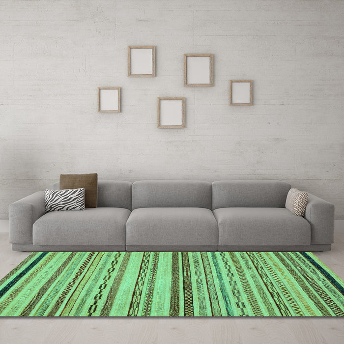 Machine Washable Abstract Turquoise Modern Area Rugs in a Living Room,, wshabs2262turq