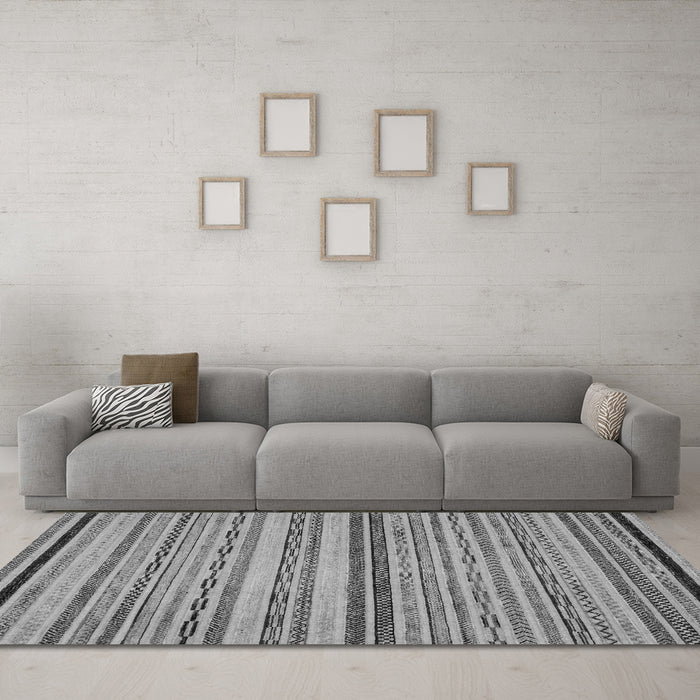Machine Washable Abstract Gray Modern Rug in a Living Room,, wshabs2262gry
