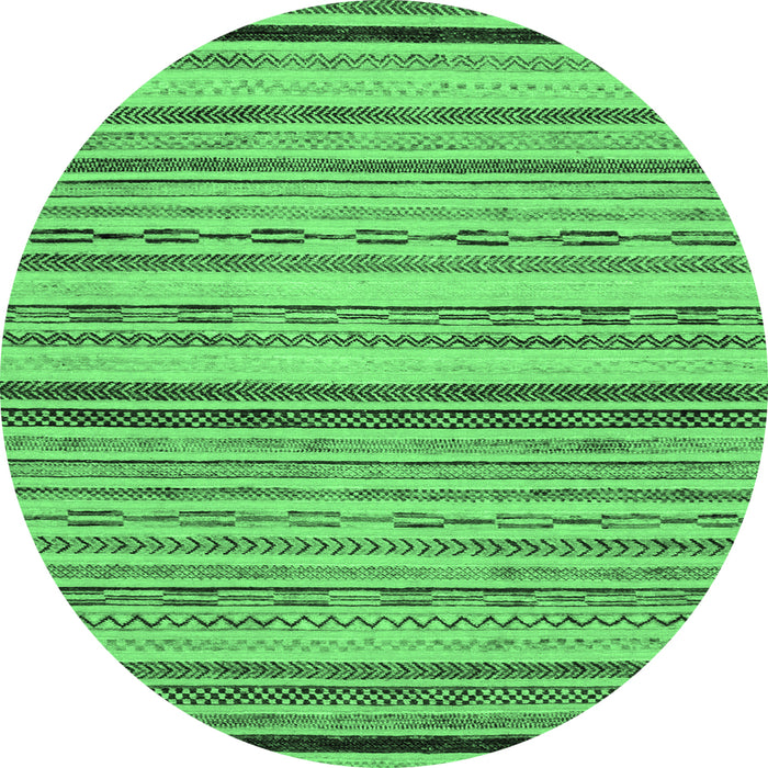 Round Machine Washable Abstract Emerald Green Modern Area Rugs, wshabs2262emgrn