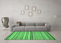 Machine Washable Abstract Emerald Green Modern Rug, wshabs2262emgrn