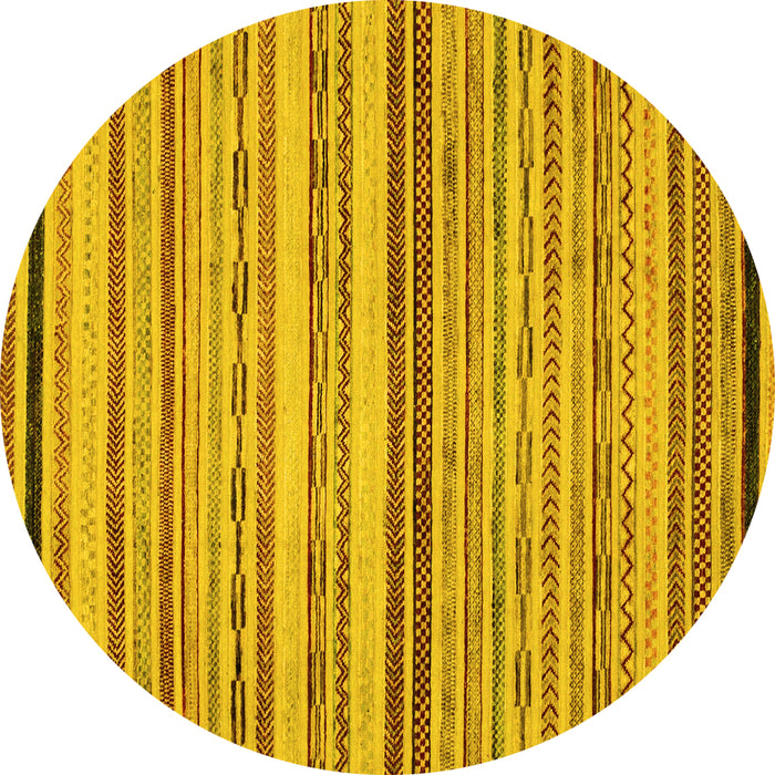 Round Machine Washable Abstract Yellow Modern Rug, wshabs2262yw