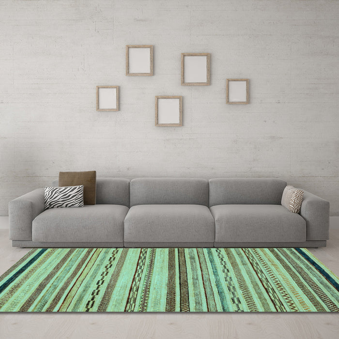 Machine Washable Abstract Light Blue Modern Rug in a Living Room, wshabs2262lblu