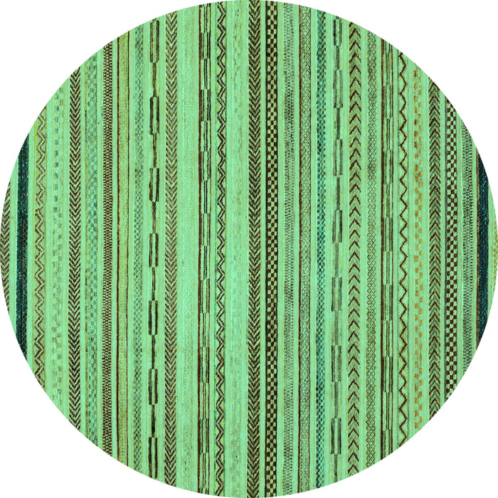 Round Machine Washable Abstract Turquoise Modern Area Rugs, wshabs2262turq
