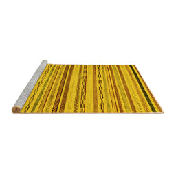 Sideview of Machine Washable Abstract Yellow Modern Rug, wshabs2262yw