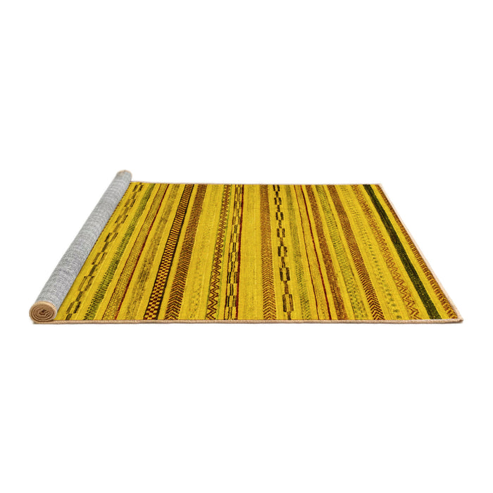 Sideview of Machine Washable Abstract Yellow Modern Rug, wshabs2262yw