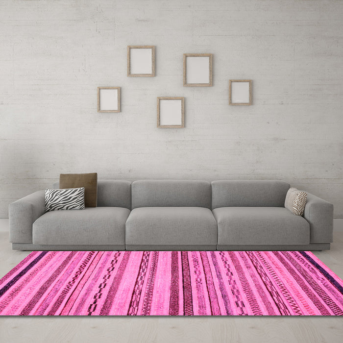 Machine Washable Abstract Pink Modern Rug in a Living Room, wshabs2262pnk