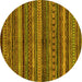 Round Abstract Yellow Modern Rug, abs2263yw