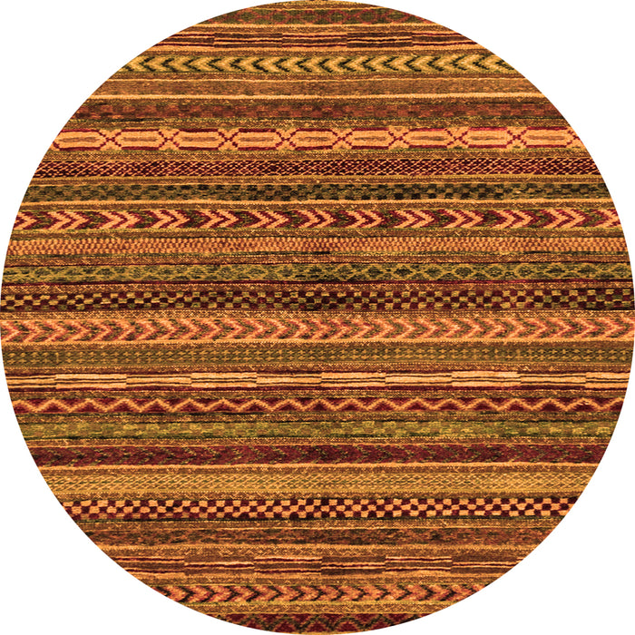 Round Machine Washable Abstract Orange Modern Area Rugs, wshabs2263org