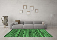 Machine Washable Abstract Emerald Green Modern Rug, wshabs2263emgrn