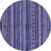 Round Abstract Blue Modern Rug, abs2263blu