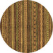 Round Abstract Brown Modern Rug, abs2263brn