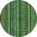 Round Abstract Turquoise Modern Rug, abs2263turq