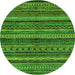 Round Machine Washable Abstract Green Modern Area Rugs, wshabs2263grn