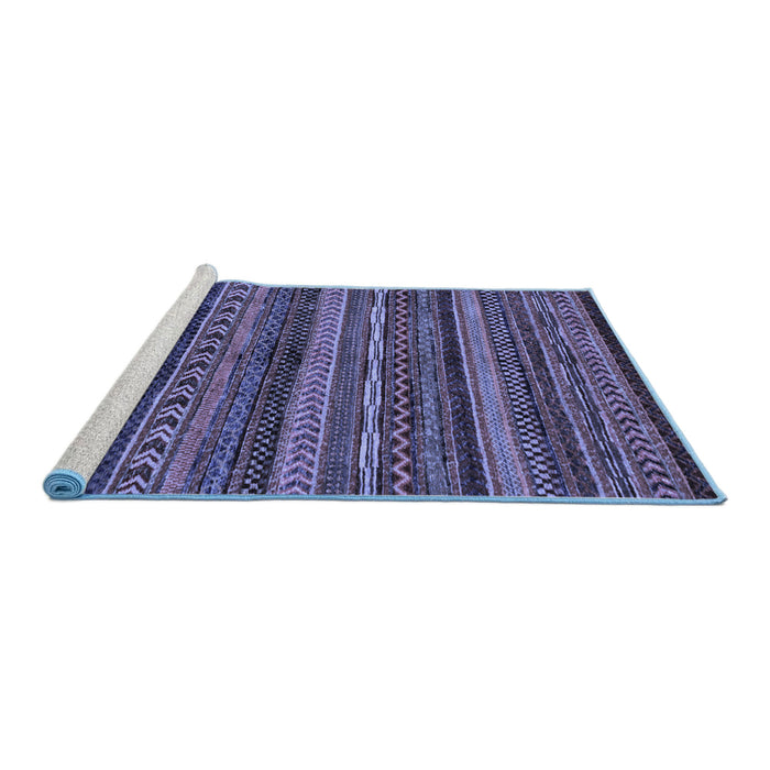Sideview of Machine Washable Abstract Blue Modern Rug, wshabs2263blu