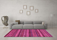 Machine Washable Abstract Pink Modern Rug, wshabs2263pnk