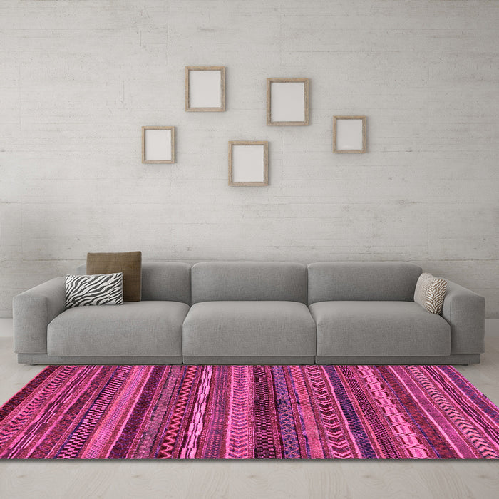 Machine Washable Abstract Pink Modern Rug in a Living Room, wshabs2263pnk