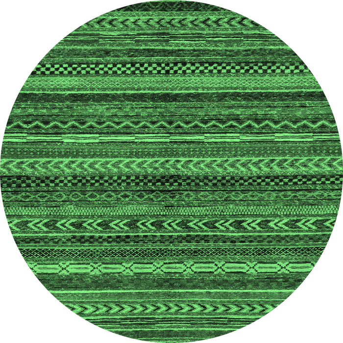 Round Abstract Emerald Green Modern Rug, abs2263emgrn