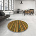 Round Abstract Red Brown Modern Rug in a Office, abs2263