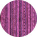 Round Machine Washable Abstract Purple Modern Area Rugs, wshabs2263pur