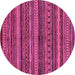 Round Machine Washable Abstract Pink Modern Rug, wshabs2263pnk