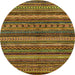 Round Abstract Red Brown Modern Rug, abs2263