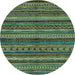 Round Abstract Light Blue Modern Rug, abs2263lblu