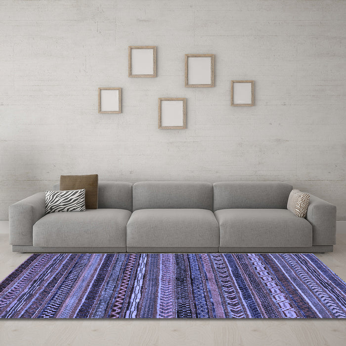 Machine Washable Abstract Blue Modern Rug in a Living Room, wshabs2263blu