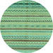 Round Abstract Light Blue Modern Rug, abs2264lblu