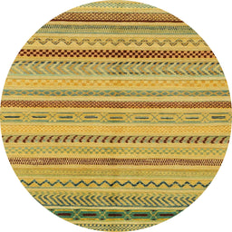 Round Abstract Dark Brown Modern Rug, abs2264