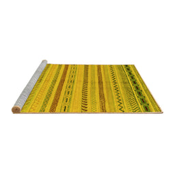 Sideview of Machine Washable Abstract Yellow Modern Rug, wshabs2264yw