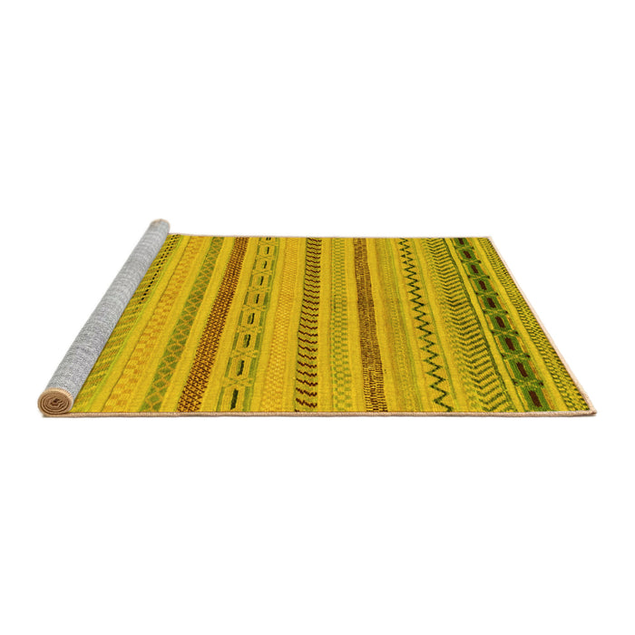 Sideview of Machine Washable Abstract Yellow Modern Rug, wshabs2264yw