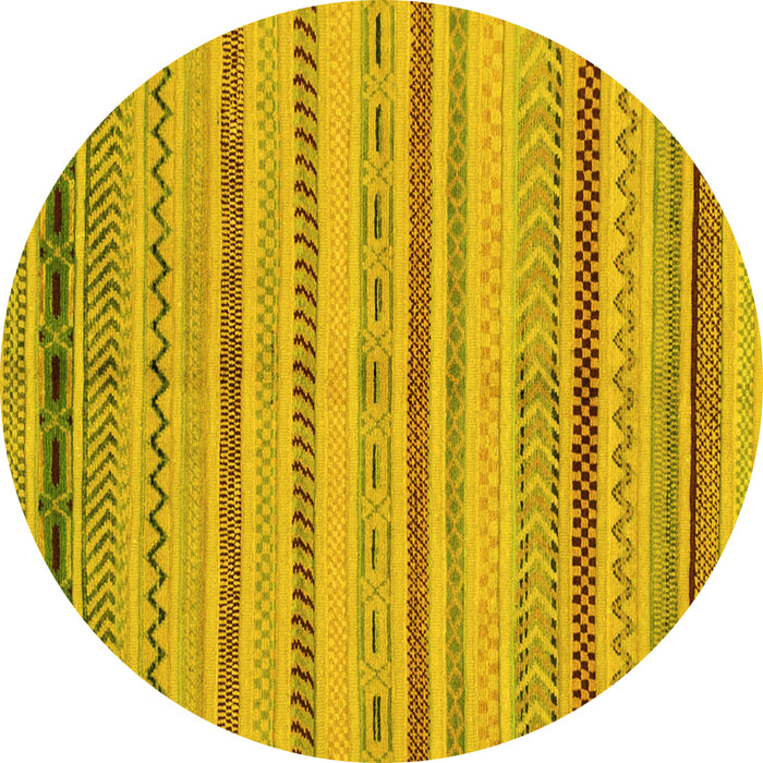 Round Abstract Yellow Modern Rug, abs2264yw