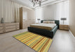 Abstract Dark Brown Modern Rug in a Bedroom, abs2264