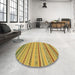 Round Abstract Dark Brown Modern Rug in a Office, abs2264