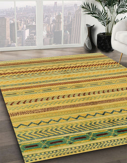 Machine Washable Abstract Dark Golden Brown Rug in a Family Room, wshabs2264