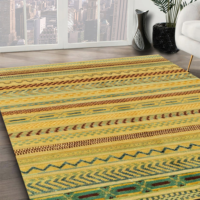 Machine Washable Abstract Dark Golden Brown Rug in a Family Room, wshabs2264