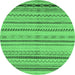 Round Abstract Emerald Green Modern Rug, abs2264emgrn