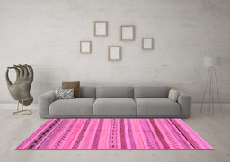 Machine Washable Abstract Pink Modern Rug in a Living Room, wshabs2264pnk