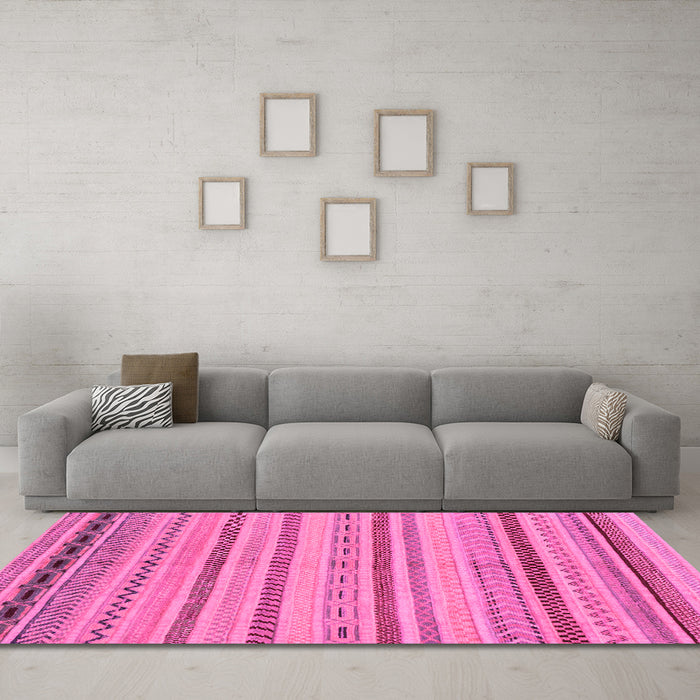 Machine Washable Abstract Pink Modern Rug in a Living Room, wshabs2264pnk