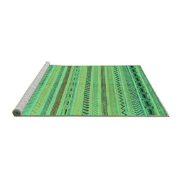 Sideview of Machine Washable Abstract Turquoise Modern Area Rugs, wshabs2264turq