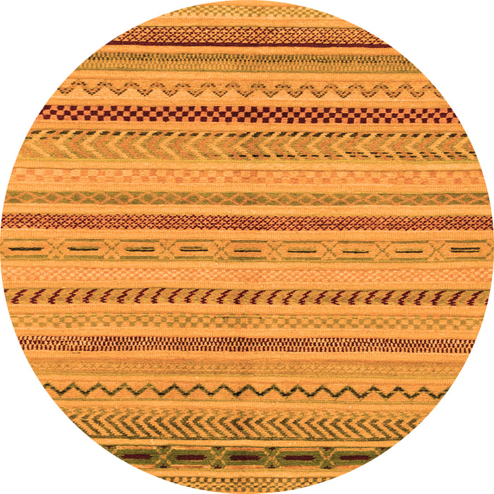 Round Abstract Orange Modern Rug, abs2264org