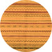 Round Machine Washable Abstract Orange Modern Area Rugs, wshabs2264org