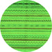 Round Machine Washable Abstract Green Modern Area Rugs, wshabs2264grn