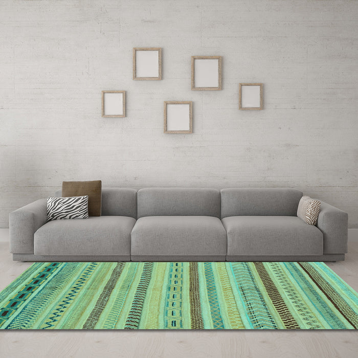 Machine Washable Abstract Light Blue Modern Rug in a Living Room, wshabs2264lblu