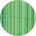 Round Abstract Turquoise Modern Rug, abs2264turq