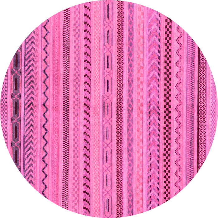 Round Machine Washable Abstract Pink Modern Rug, wshabs2264pnk