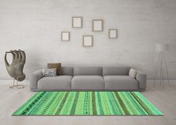 Machine Washable Abstract Turquoise Modern Area Rugs in a Living Room,, wshabs2264turq